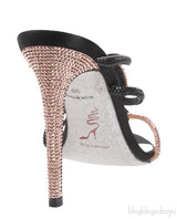 Rene Caovilla Pearl & Rose Gold Crystal Black Satin Sandals