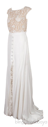 Lace Sleeveless Buttoned Skirt Gown