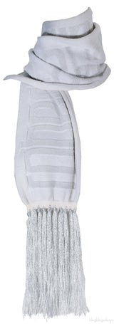 Fringed Silver Metallic Scarf
