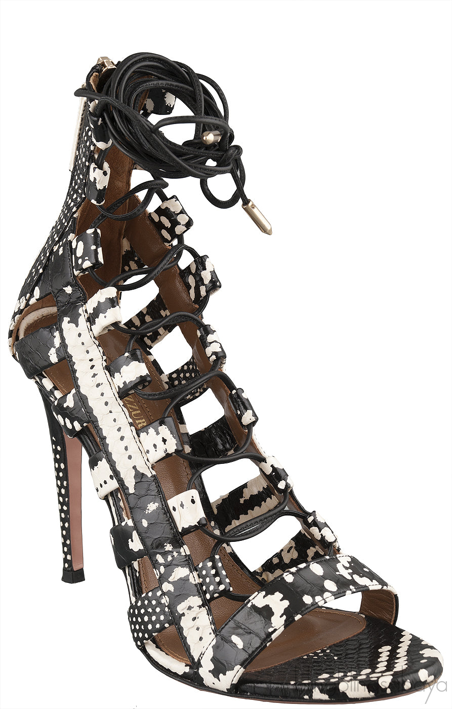 Python Bi-color Lace Up Heels