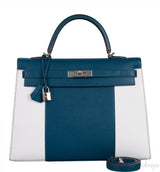 Kelly 35 Flag Blue Thalassa & White Epsom Sellier PHW