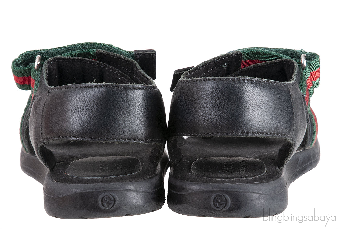 Black Strappy Web Kids Sandals