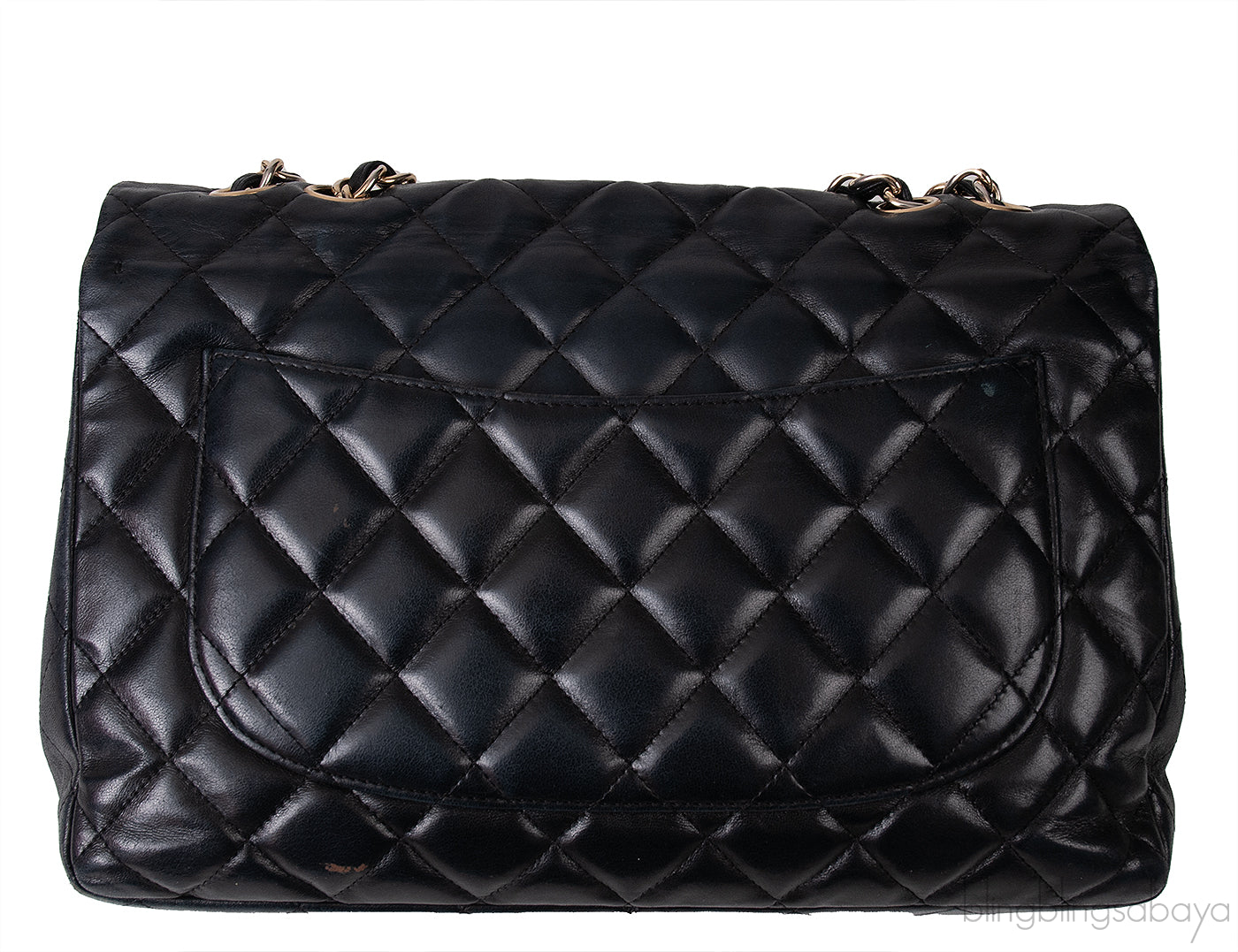 Black Quilted Vintage Jumbo Flap Bag GHW