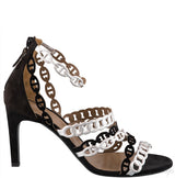 Hermes Chain d\'Ancre Silver & Black Sandals