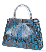 Peekaboo Medium Blue Python Bag