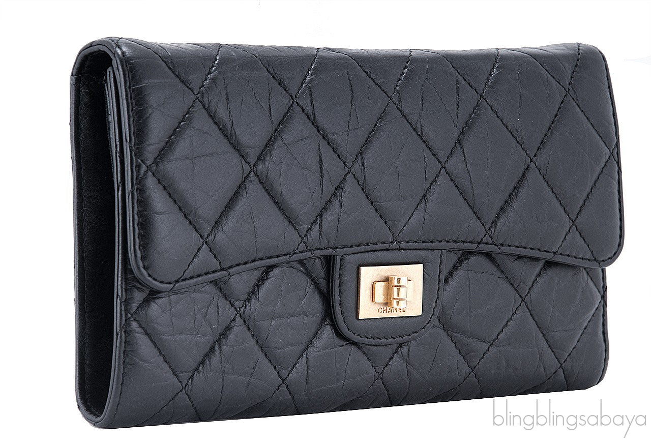 2.55 Trifold Long Black Wallet