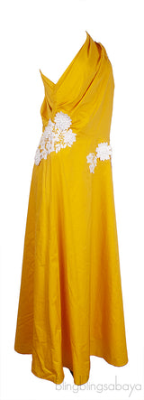 Floral Applique One Shoulder Midi Dress