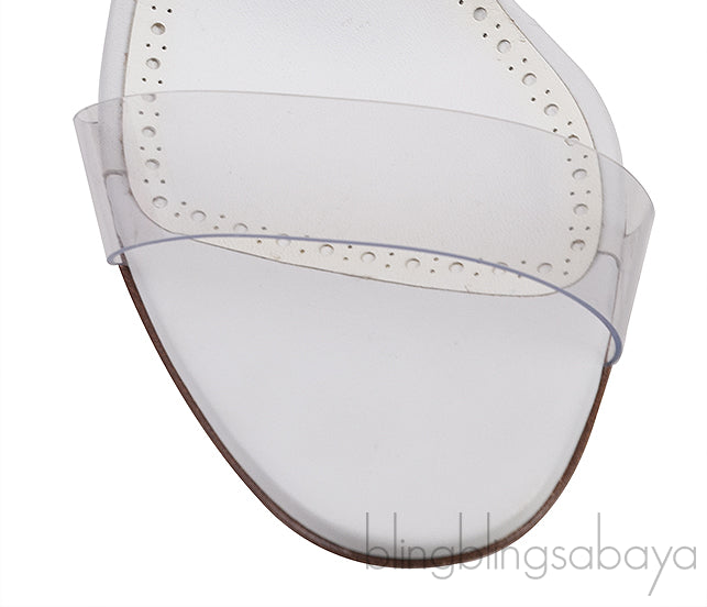 Manolo Blahnik White Clear ECO PVC Scolto Open Toe Mules
