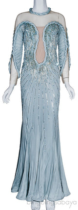 Pale Blue Sequin Embellished Dress