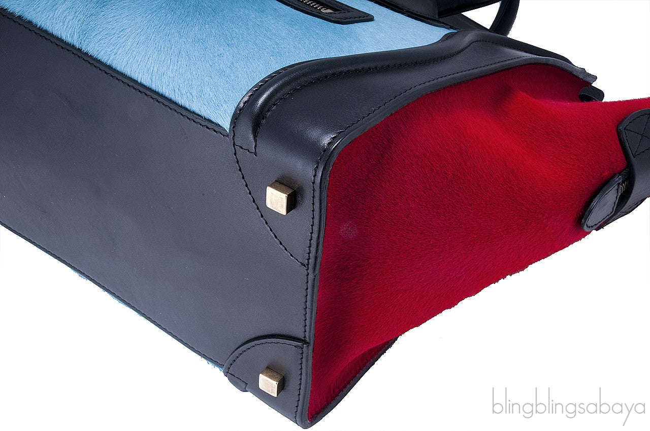 Tricolor Teal & Red Mini Luggage