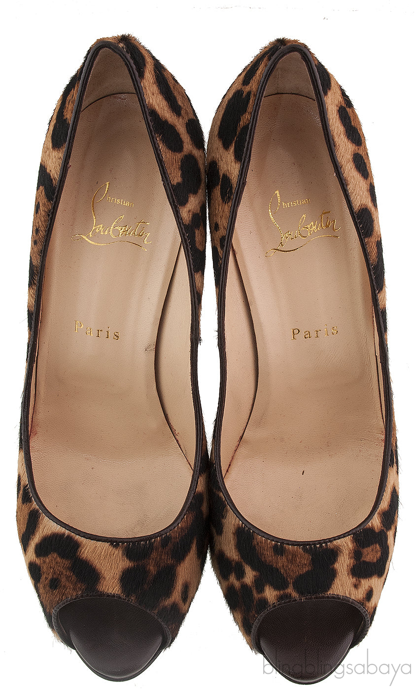 Leopard Pony Peep Toe Pump