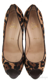 Leopard Pony Peep Toe Pump