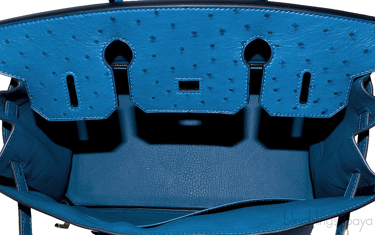 Birkin 30 Ostrich Blue Cobalt