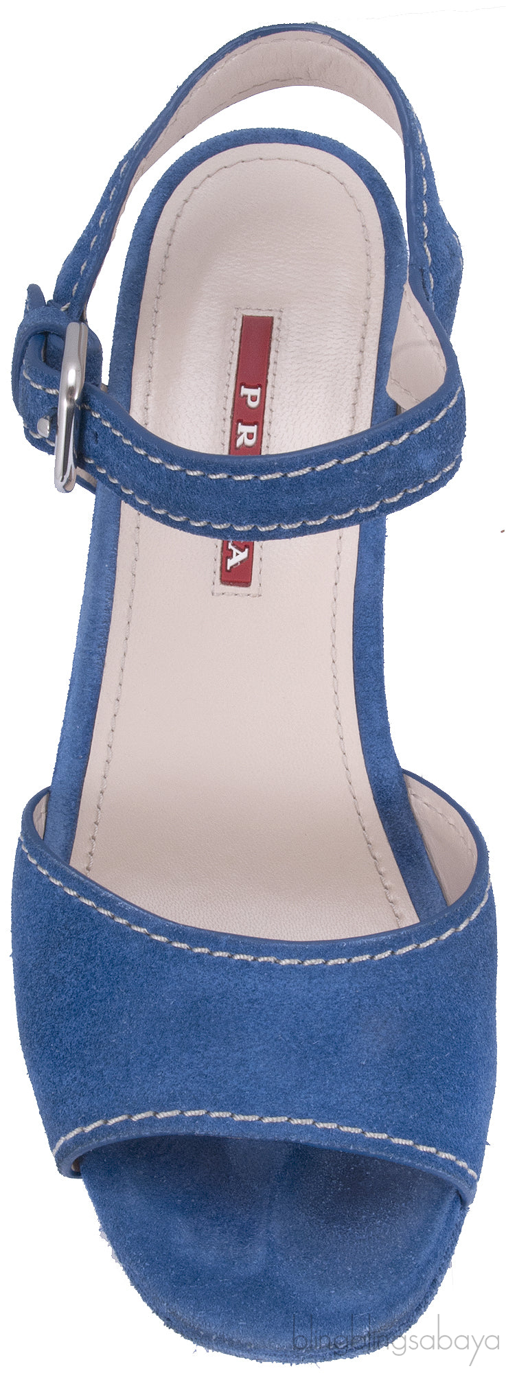 Blue Suede Wedge Sandals