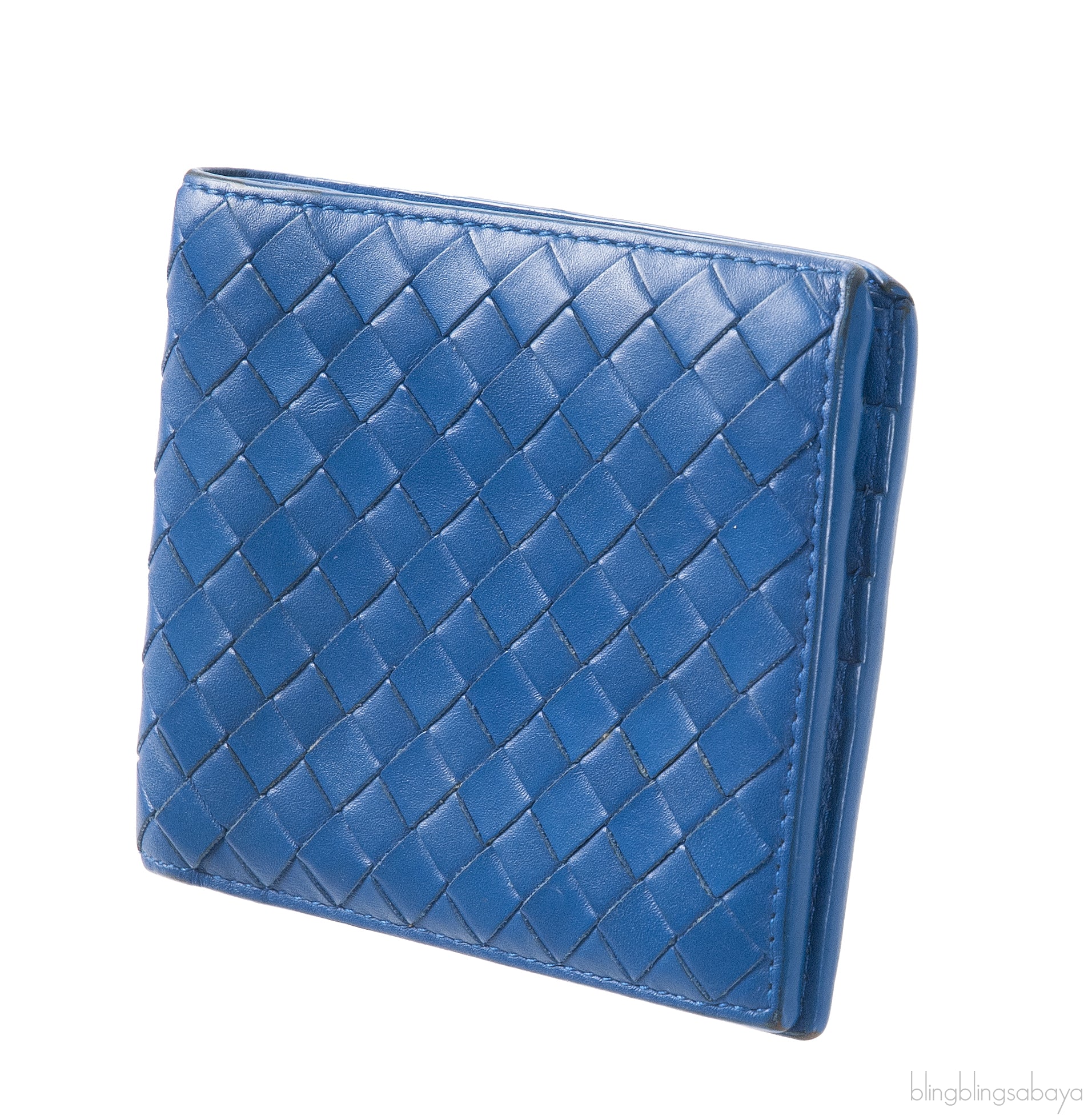 Bottega Veneta Blue Intrecciato Bi-fold Wallet