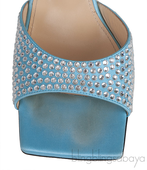 Ocean Blue Crystal Embellished Star Mules