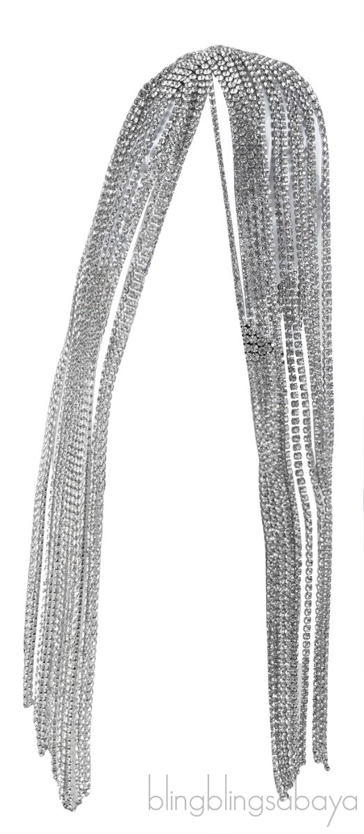 Long Crystal Hairpiece Silver