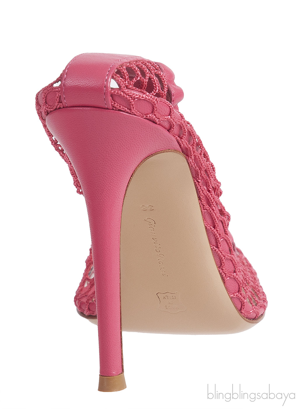 GIANVITO ROSSI Pink Leather Trimmed Fishnet Pump 38