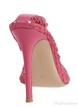 GIANVITO ROSSI Pink Leather Trimmed Fishnet Pump 38