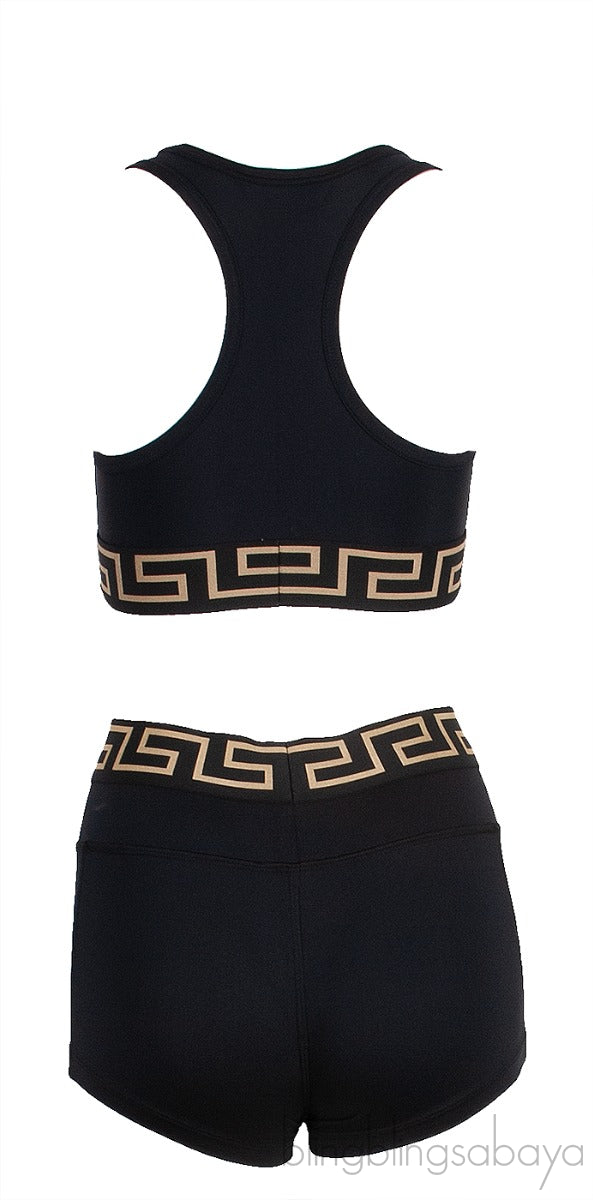 Black Icon Logo Cropped Top & Elasticized Shorts
