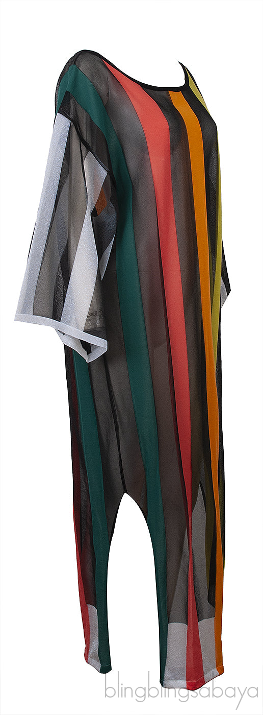 Striped Knitted Sheer Maxi Dress