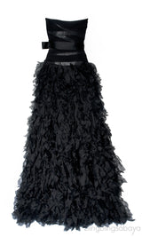 Black Silk Chiffon Strapless Dress