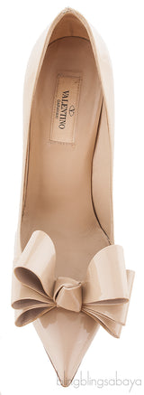 Bow Nude Patent Pump