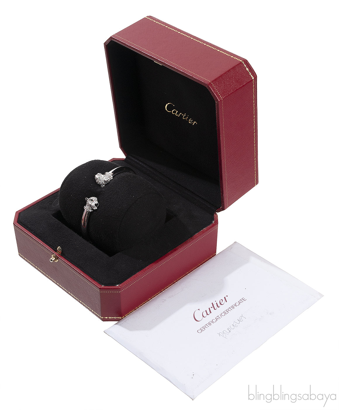 Cartier Panthere White Gold Emerald Onyx Diamond De Cartier Bracelet