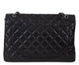 Black Quilted Classic Maxi Flap Bag
