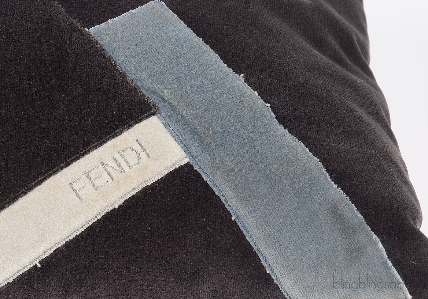 Fendi F Rectangular Grey Velvet Cushion