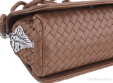Brown Intrecciato Floral Chain Handle Bag