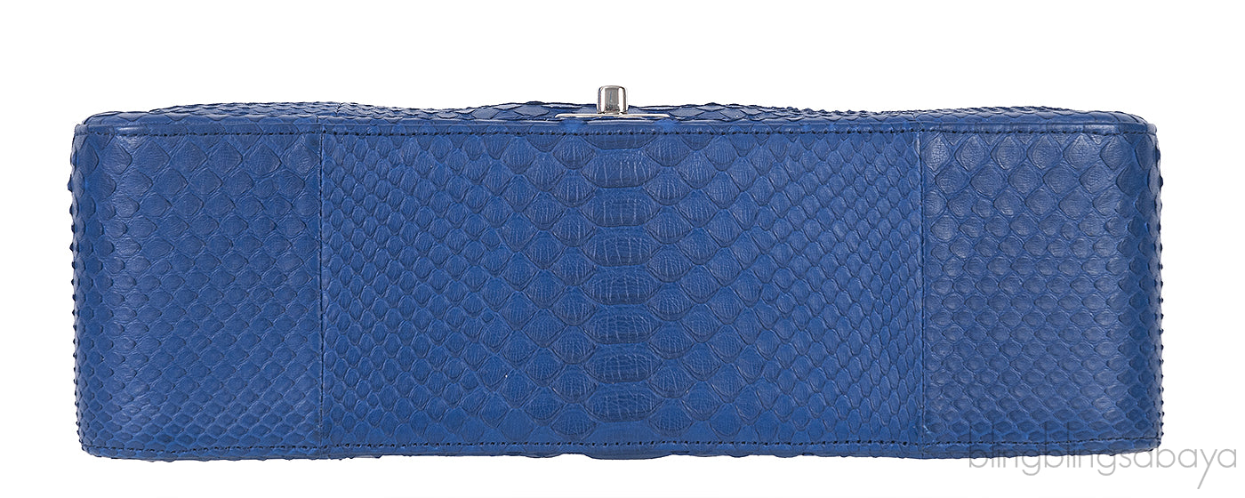 Chanel Classic Blue Python Jumbo Flap Bag