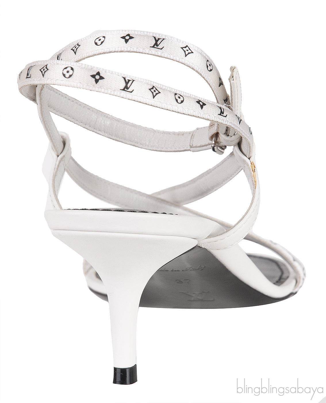 White Monogram Citizen Strappy Sandals