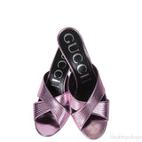 Gucci Criss-cross Metallic Pink Sandals