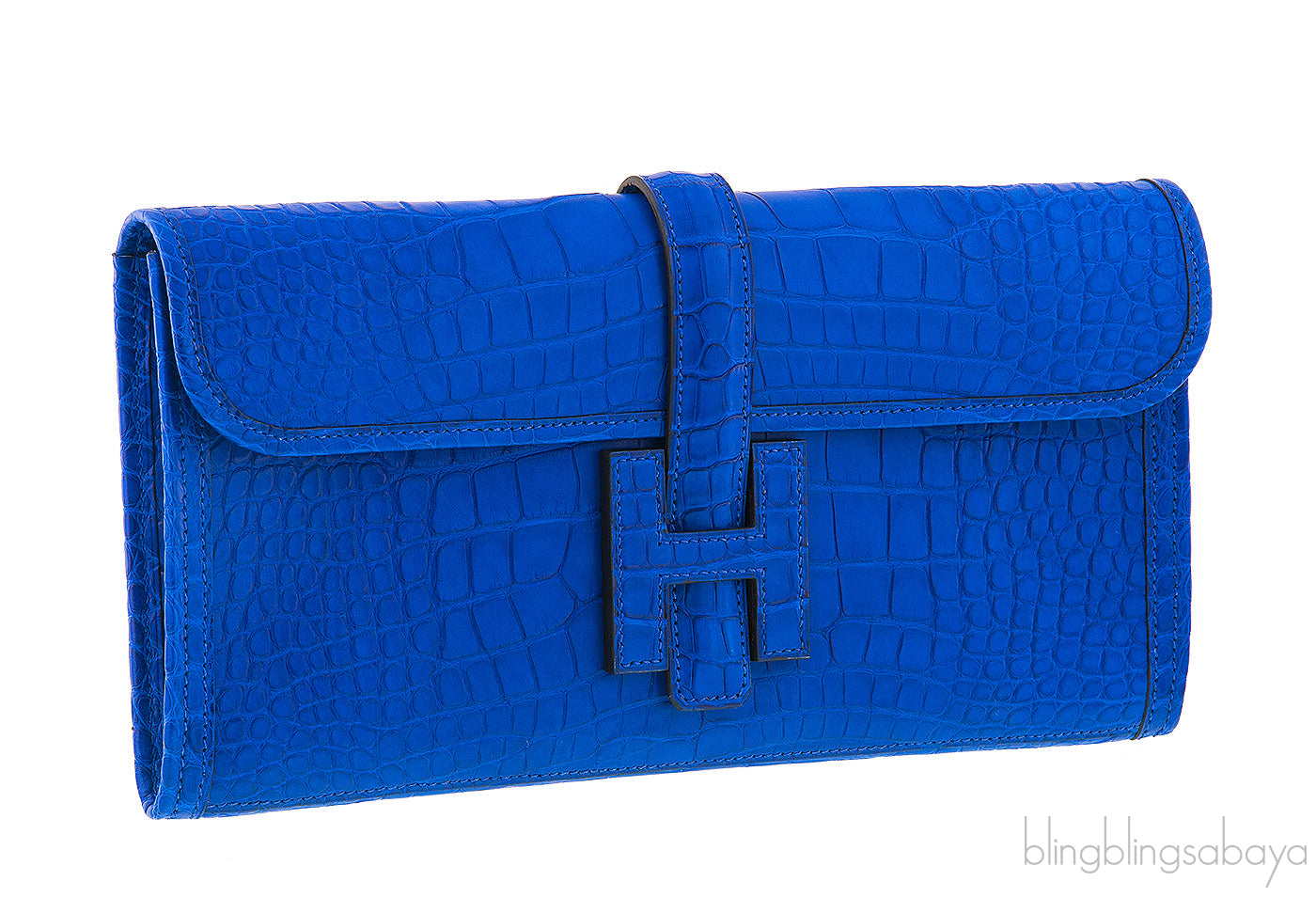 Jige Elan Blue Electric Crocodile Clutch