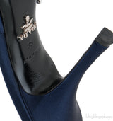 Navy Blue Crystal Trim Slide Sandals