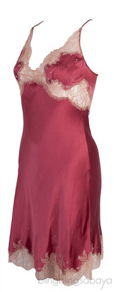 Carine Gilson Old Rose Lace Trim Cami Dress