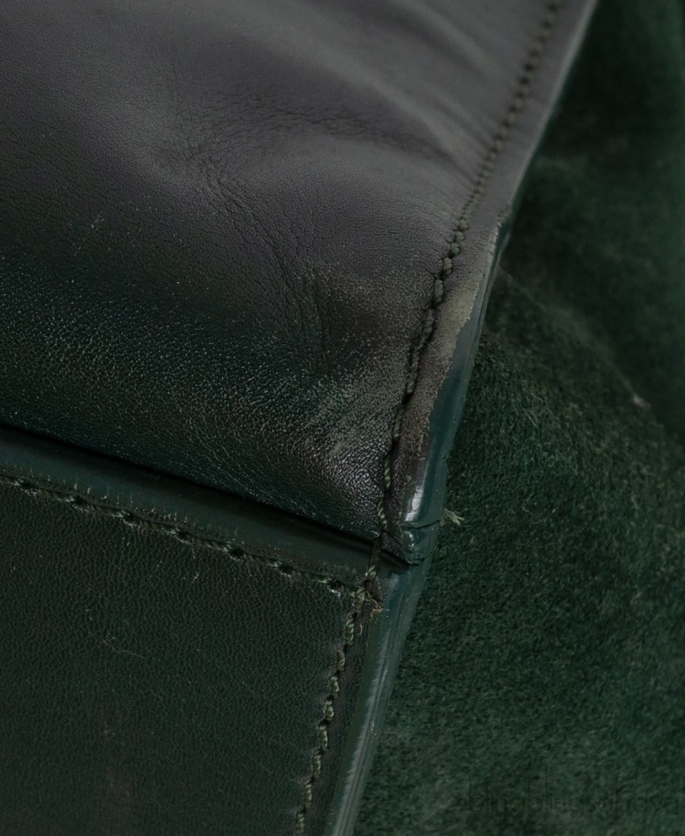 Trapeze Emerald Green Croc Embossed Shoulder Bag