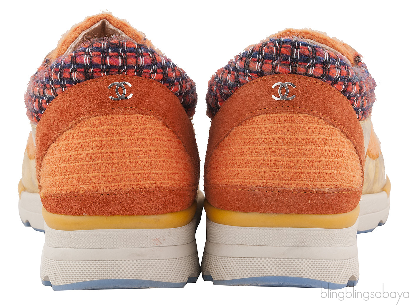 Metallic Gold Orange Woven Sneakers