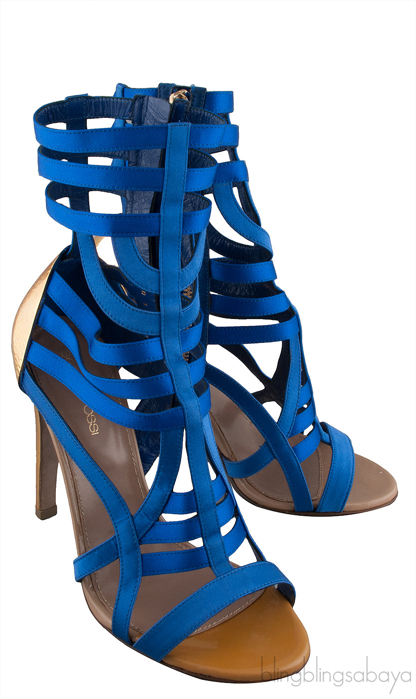 Blue Satin Strappy Gladiator Heels