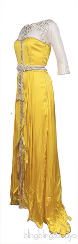 Jalabiya Kaftan Yellow Lace Dress