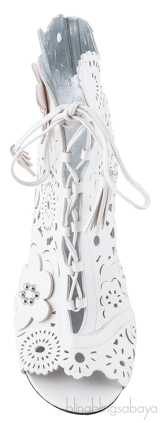 White Floral Laser Cut Heels