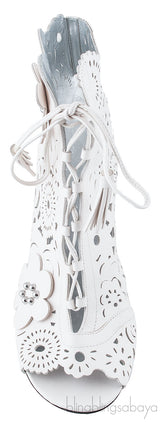 White Floral Laser Cut Heels