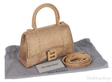 Hourglass XS Gold Rhinestone Suede Calfskin
