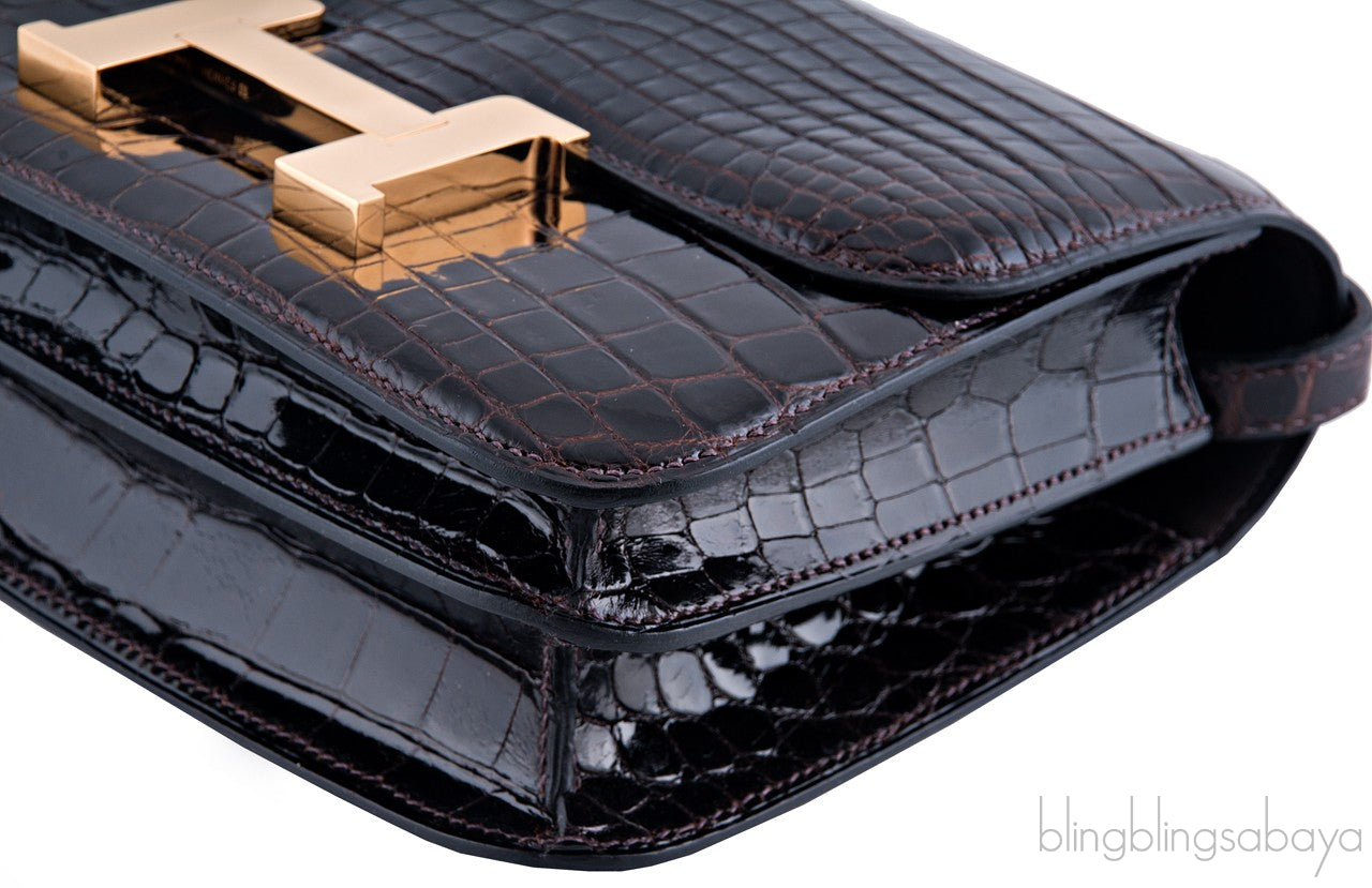 Constance III Dark Brown Nilo Croco