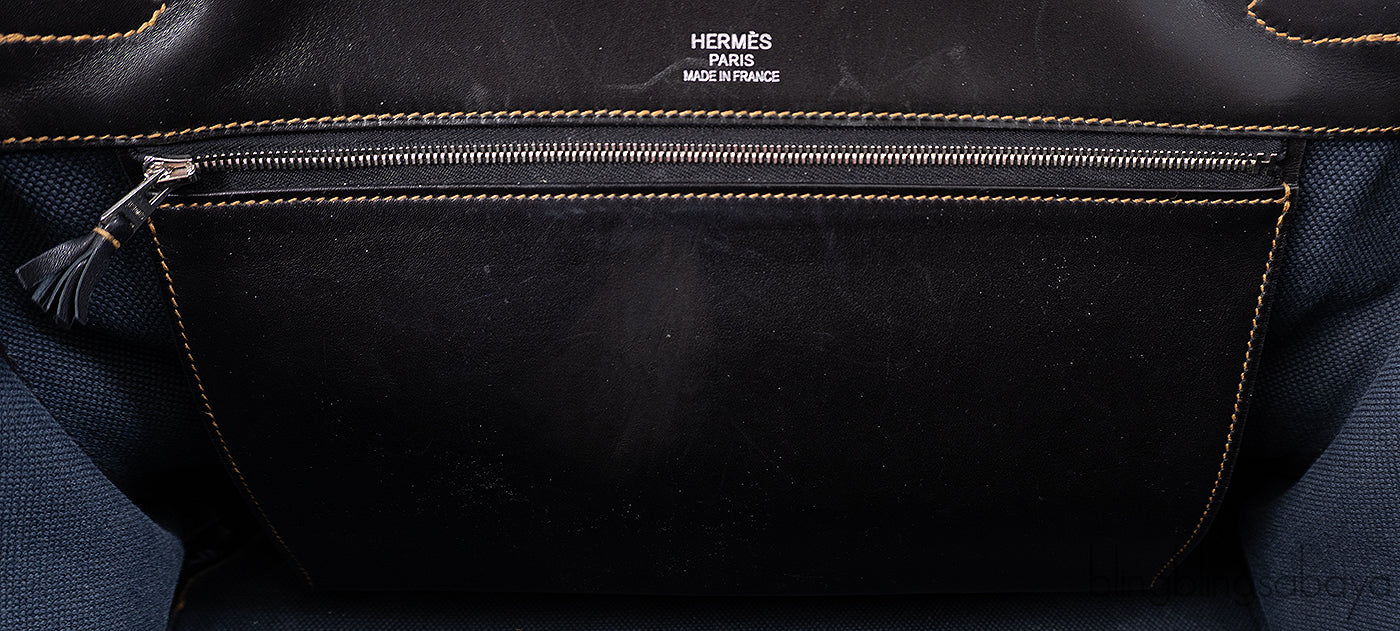 Hermès Birkin 35 Ghillies Noir Veau Evercolor Denim Fonce