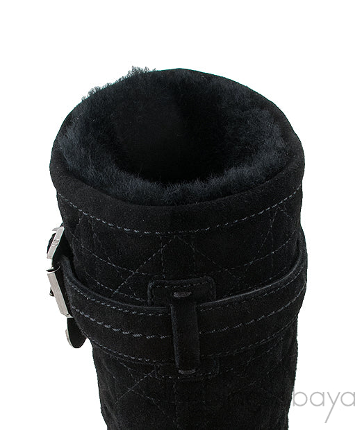 Black Quilted Suede Boots