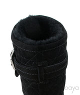 Black Quilted Suede Boots