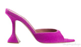 Amina Muaddi Magenta Pony Hair Caroline Sandals