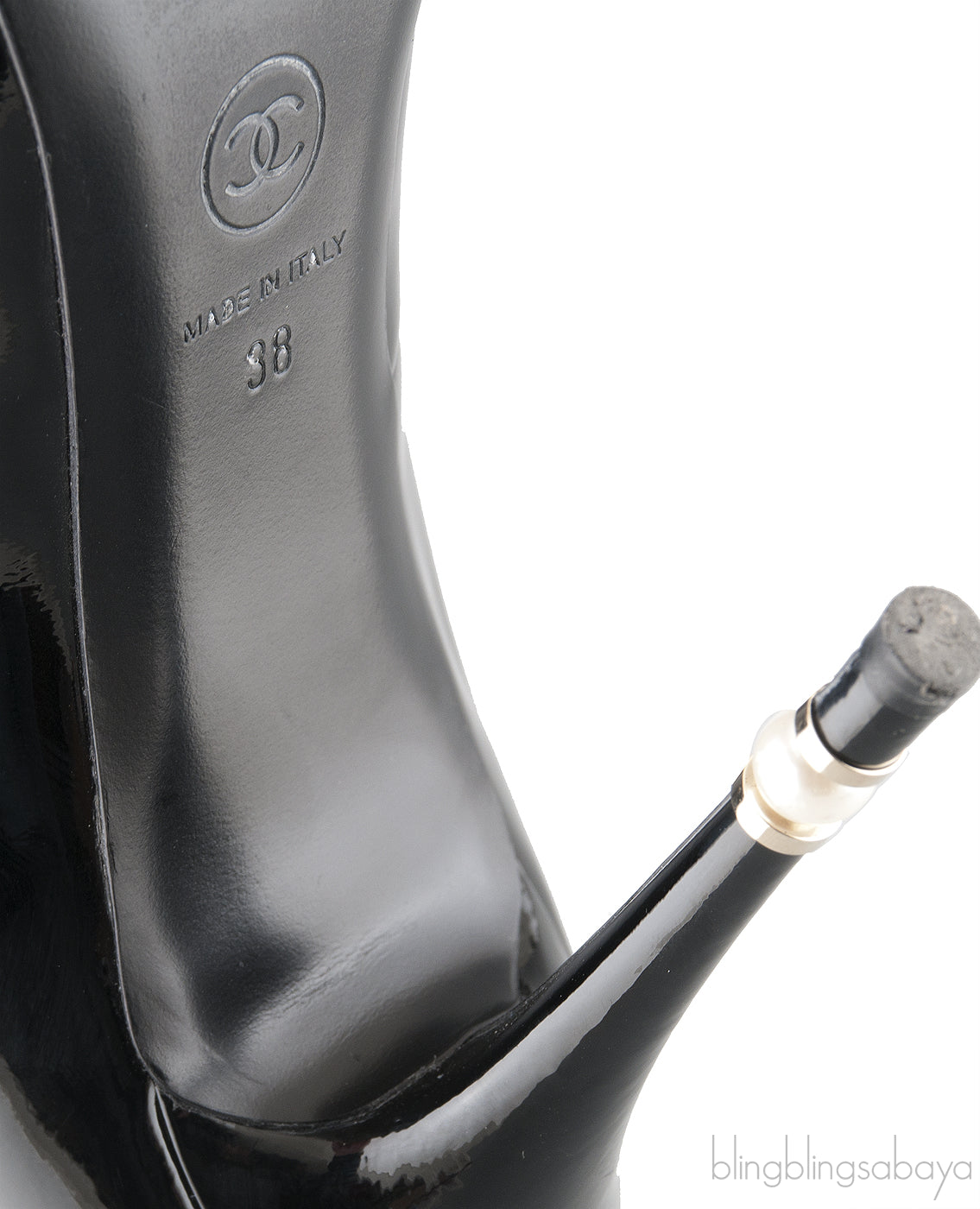 Patent Black Peep Toe Heels